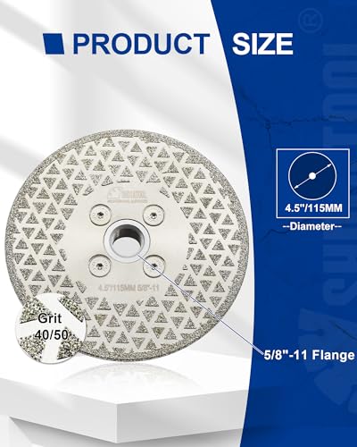 SHDIATOOL 4-1/2 Inch Diamond Grinding Disc for Granite Marble Single Side Coated Diamond Cutting Wheel with 5/8-Inch-11 Arbor - size: 4.5" Single(Thread:5/8"-11)