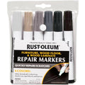 Rust-Oleum Furniture, Wood Floor and Wood Laminate Repair Markers, 6 Count, White, Boardwalk, Aged Barrel, Carbon Gray, Smoke Gray and Espresso, ‎Cool Tones, 376990