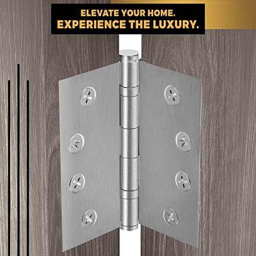 Solid Brass Door Hinge Heavy Duty Ball Bearing Matte Silver 4x4 Inch - Set of 2 Hinges (Satin Nickel) - color: Satin Nickel