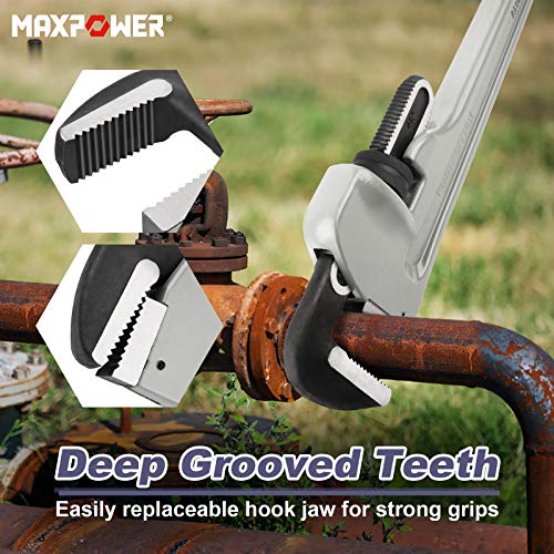 MAXPOWER 48-inch Pipe Wrench, 6.1" Jaw Opening, Large Plumbing Wrench - size: 48-inch, style: Straight Pipe Wrench