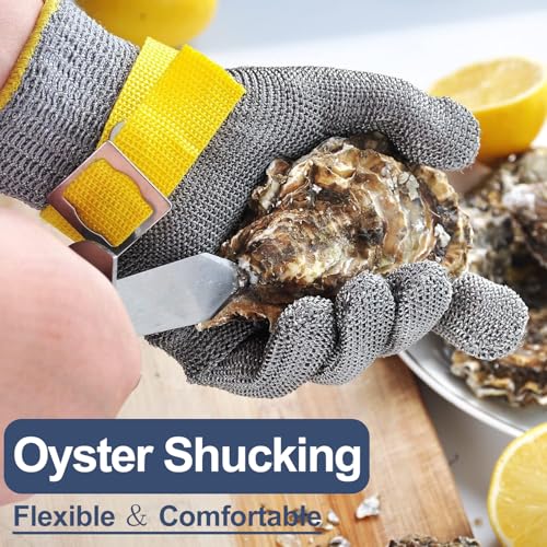 Dowellife ANSI A9 Cut Resistant Glove Food Grade, Stainless Steel Mesh Metal Knife Cutting Glove for Butcher Meat Cutting Oyster Shucking Kitchen Mandoline Chef Slicing Fish Fillet (Small-3 Pcs) - size: Small (Pack of 3)