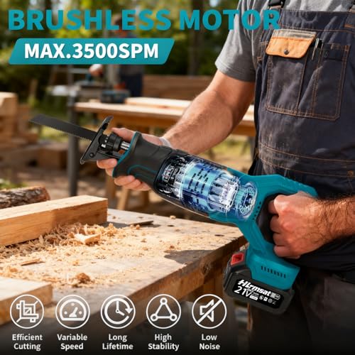 21V Brushless Cordless Reciprocating Saw,2×4.0Ah Battery Sawzaw