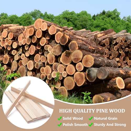 Wood Trim Strips Slats for Crafts, Square Wooden Dowels Wooden Sticks for Crafts, 1/4" × 1.5" × 12", 15 PCS Wood Dowel Rods, Unfinished Hardwood Sticks Flat Lumber Boards for Woodworking - size: 1/4x1.5x12 in - 15PCS