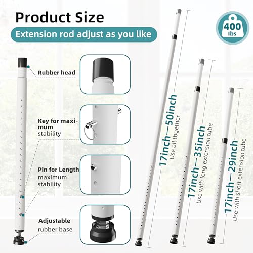 4-Pack Sliding Door and Window Security Bars, 17-50 Inch, White - color: White - 4 Pack