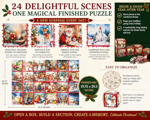 Christmas Advent Puzzle 1000 Piece Countdown 2026 - color: Christmas Advent Puzzle