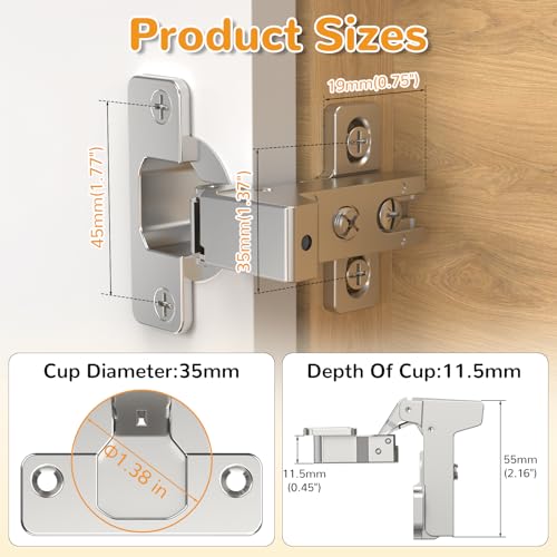 Chibery 10 Pack Face Frame Inset Cabinet Hinges, Soft Close 105° Insert Concealed Cabinet, Slide on Plate, Smooth Slow Self Closing Silent Hardware, 3D Heavy Duty for Blind Corner, Kitchen, Cupboard