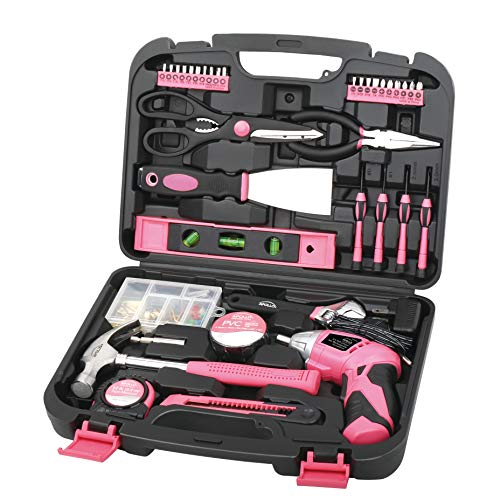 Apollo Tools 135 Piece Household Tool Set, Pink DT0773N1 - color: Pink, size: 135-Piece