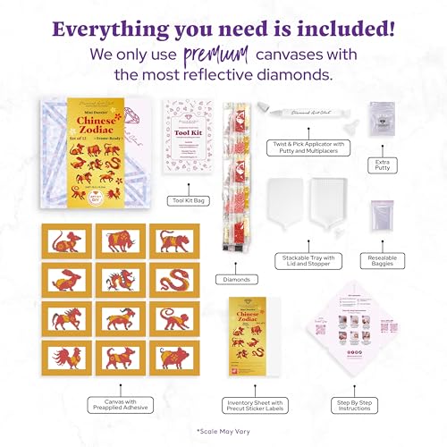 DIAMOND ART CLUB Mini Dazzles- Chinese Zodiac Diamond Art Kits for Adults - color: Chinese Zodiac