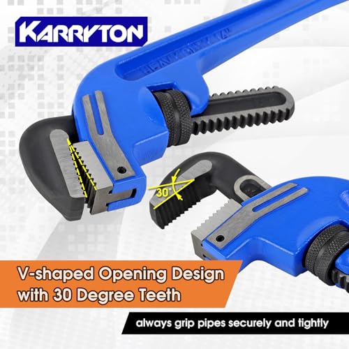 End Pipe Wrench set(8" 10" 14" 18"), Adjustable Cast Iron offset pipe Wrench, Perfect Plumbers Tool for Oil Field, Plumbing, Auto Repair, Construction and Mechanics - size: 8,10,14,18-IN, style: End