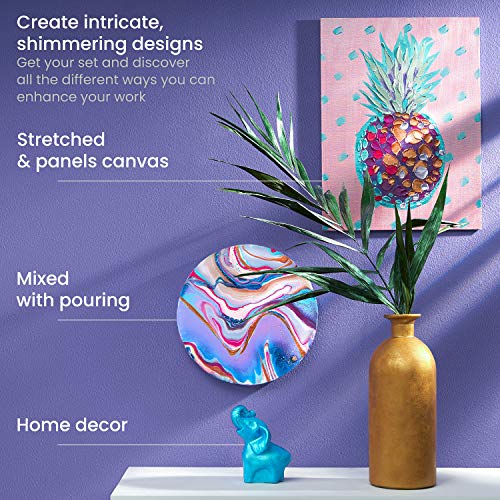 ARTEZA Metallic Acrylic Paint Set, 8 Vibrant Colors, 4.06 oz High-Viscosity - style: 8 x 120ml (4.06 fl oz) Vibrant Essentials