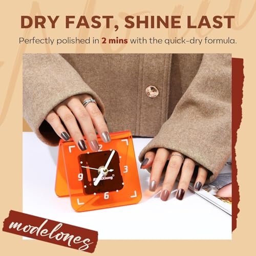 modelones Nail Polish Set, 6 Colors Nude Brown Maroon Nail Lacquer Kit - color: C2 Orange Brown