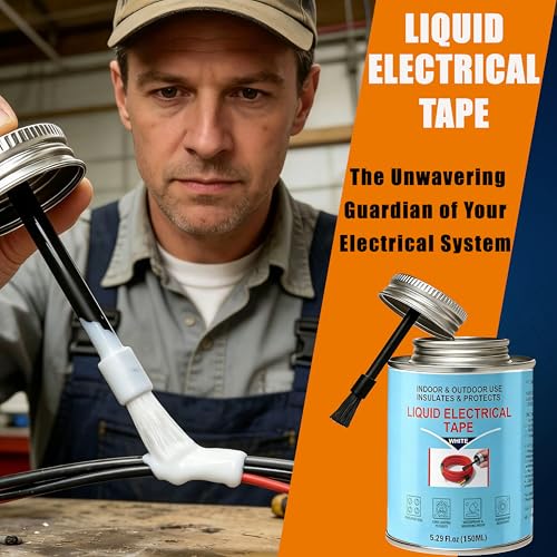 5.29 oz Liquid Electrical Tape – Quick-Drying Insulating Glue, Waterproof & High Temp Resistant, Liquid Wire Insulation Rubber with Brush Cap for Wires, Cables, Outdoor Equipment (White) - color: White