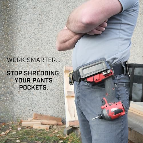 Holstery DriverMaster | Clip-On Tool Belt Drill Holder - Simple Hook Holster for Cordless Drill, Impact, Nailer, Tape Measure, or Any Tools with Hanger Clips - style: DriverMaster PRO