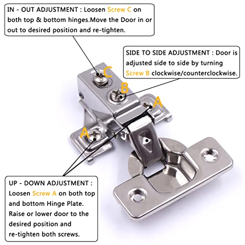 20 Pack Soft Close Cabinet Door Hinges for 1/2 Inch Overlay Cupboard, 105 Degree Opening Angel, Stainless Concealed Kitchen Cabinet Hinges with Mounting Screws, Manual and Door Bumpers - size: 1/2 inch Overlay