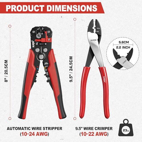 KATA Wire Crimper and Automatic Wire Stripper Tool Set for Electrical Work - color: 2pc Red