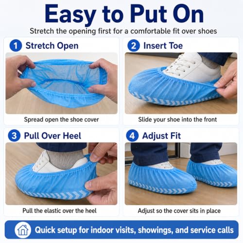 Innovative Haus Blue Disposable Shoe Covers, Non Slip Booties, 200 Pack, XL - size: Extra Large (200 Pack)