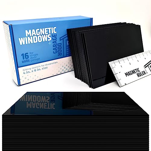 Strong & Glossy Magnetic Garage Door Windows - Fits 1 Car Garage - Looks Like Real Window Panels/Faux Panes - Decorative Hardware Kit - Easy to Align & Will Never Fall (Upgraded Magnets) | 16pcs 4"X6 - style: 16pcs Magnetic Windows