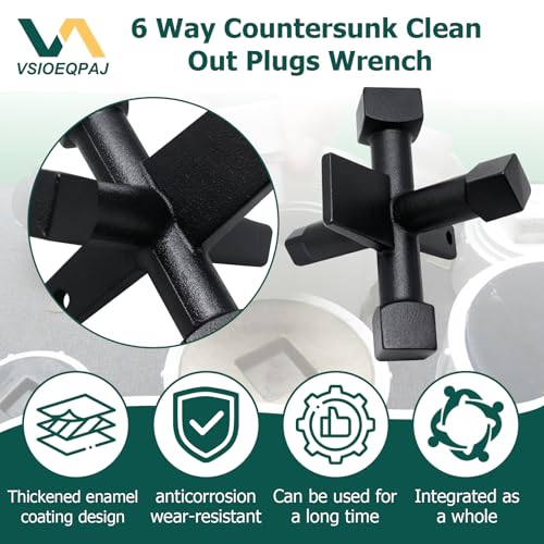 6 Way Countersunk Clean Out Plugs Wrench Compatible with Pasco J40042 Plumbing Wrench