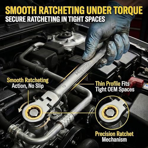 23-Piece Metric Wrench Set, 8-24mm Flex-Head Ratcheting Combination Wrenches with 9 Allen Keys, 72-Tooth CR-V Steel, Organizer Bag