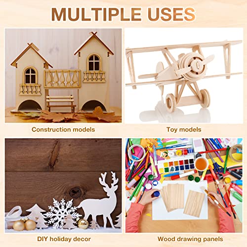240 Pieces Balsa Wood Sticks Hardwood Square Wooden Craft Dowel Rods Unfinished Balsa Wood Sheets 12 Inch Thin Wooden Strips 1/4 Inch 1/8 Inch for DIY Molding Crafts Projects Making
