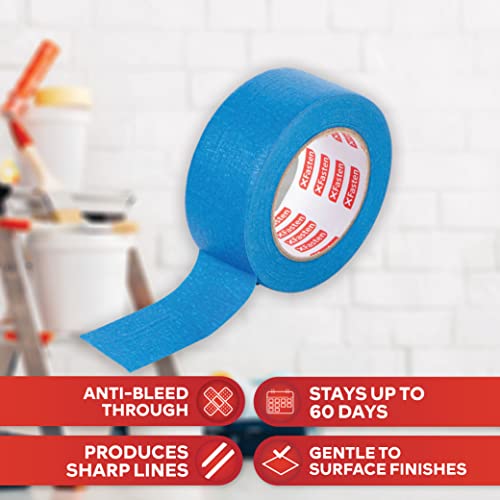XFasten Professional Blue Painters Tape 2.5-Inches x 60-Yards (Single Pack) Blue Painters Masking Tape Bulk - Sharp Edge Line Technology, Produces Sharp Lines | Residue-Free Wall Trim Tape - size: 2.5 Inches x 60 Yards (Single Pack)