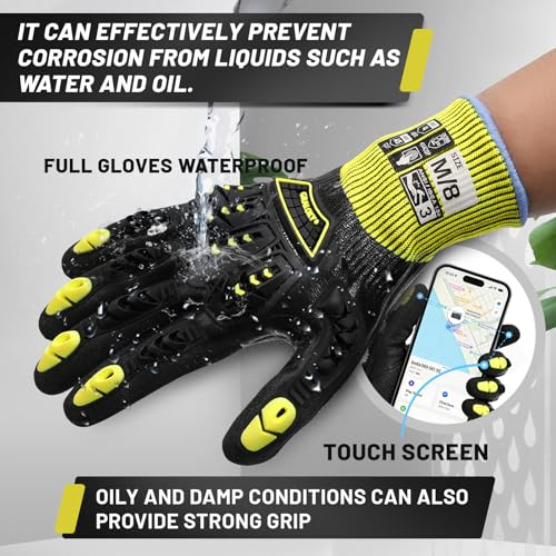 Safety Work Gloves, A5 Cut Resistant Gloves For Men Women, Level 3 | Impact Gloves with TPR, Abrasion Level 4 - size: Small