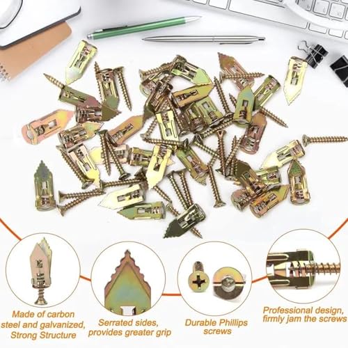 Drywall Anchors and Screws Kit, 120 PCS (60 PCS 12x30mm/0.47"x1.18" Anchor + 60 PCS 4x30mm/0.16"x1.18" Screw), Heavy Duty Galvanized Expansion Wall Anchor Kit for Picture Hanging & Drywall Repair - size: 12mm x 30mm (anchors), 4mm x 30mm (screws)