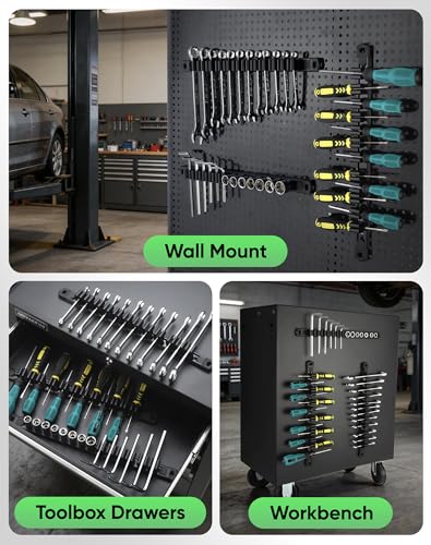 ALOANES Magnetic Screwdriver Organizer 36-Slot Black 3PC for Toolbox - color: Black