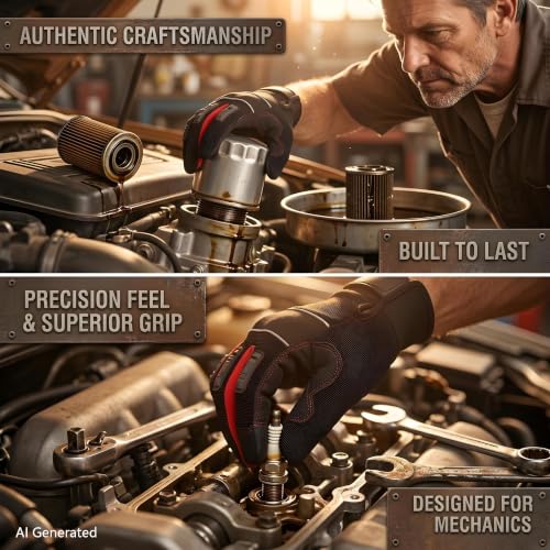 Mechanic Gloves for Men, Heavy Duty Impact-Resistant TPR Armor