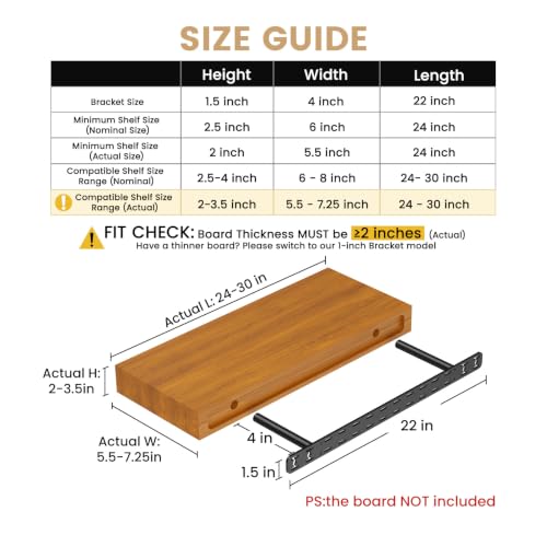 2pcs Floating Shelf Hardware Heavy Duty Hidden Shelf Brackets Support,Wall Mounting Invisible Floating Shelves Bracket with Jig (22" x 4" x 1.5" with Tools) - size: 22" x 4" x 1.5"