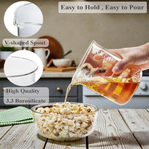 Ackers BORO3.3 Borosilicate Glass Measuring Cup with V-Spout, 1000 ml - size: 4Cup,1000ML