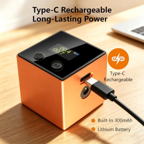 5-in-1 Digital Laser Level with Tripod, Magnetic Base & USB Rechargeable, Mini Angle Finder & Protractor, ±0.1° High Precision Cross Line Laser, Green/Red Beam for Picture Hanging,Tiling & DIY - color: Orange