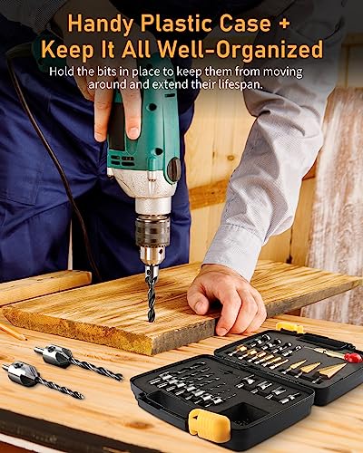 34Pcs Woodworking Drill Bit Set, Countersink Bits, Plug Cutters, Drill Stop