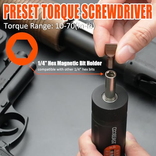 coobeast 38Pcs Preset 1/4” Drive Torque Screwdriver with S2 Bits | Torque Wrench Screwdriver Set,for Maintenance,Tools,Bike Repairing,Mounting,Inch Pound Torque Range 10-70 In-lb - size: 38PCS