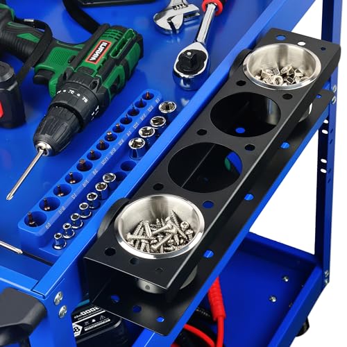 ULIBERMAGNET Power Tool Organizer Rack,Magnetic Spray Can Holder,Wall Mount Metal Tool Rack with Screwdriver,Cordless Drill,Screw,Nail Storage,Utility Rack for Warehouse,Garage,Toolbox - style: Magnetic Power Tool Organizer with Parts Cup