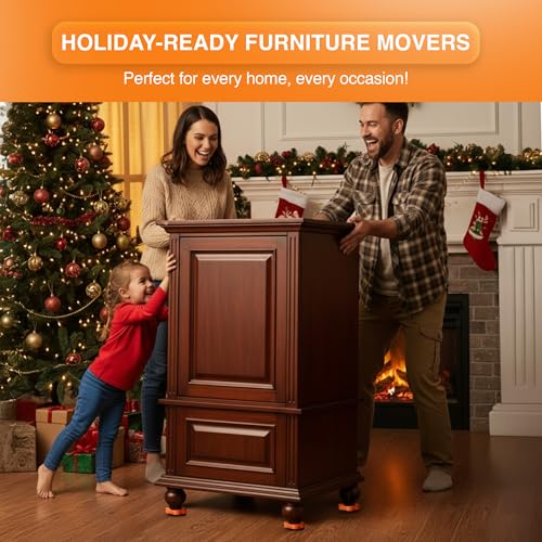 Heavy Duty Furniture Lifter & Moving Kit – Lift & Glide Couches, Beds, Appliances with Ease – 4 Roller Sliders (660 lbs Each), Adjustable Height Lifter, Carpet Adapters for All Floors