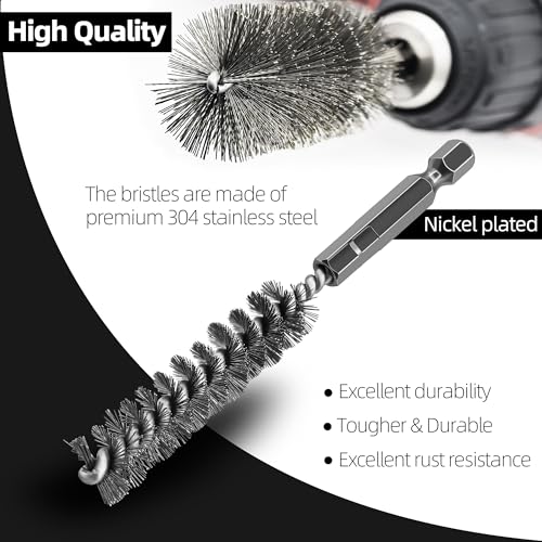5Pcs 7/16" Stainless Steel Wire Bore Brush for Power Drill Cleaning - size: 11mm | 7/16"