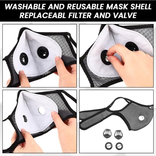 Threlaco 6 Pcs Dust Mask Reusable Respirator Mask - color: Black, Light Gray, Dark Gray
