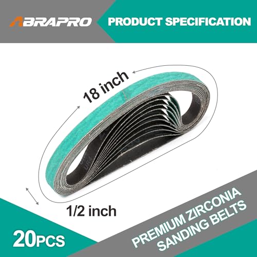 20 Pcs 1/2" x 18" Premium Zirconia Sanding Belts for Belt Sander, 80 Grit - size: 20 pcs - 80 Grit