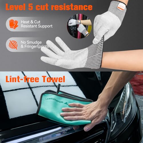 WRAPXPERT Car Wrap Tool Kit Vehicle Vinyl Wrap Kits Include Felt Squeegee for Vinyl, Wrapping Knife, Micro Squeegee, Magnet Holders, Towel, Gloves for Car Wrapping Window Film Application - color: 21-in-1 Set
