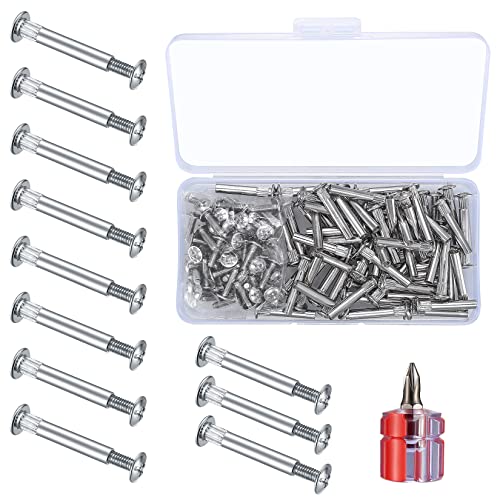 Furniture Joint Bolt & Sleeve Cap Nuts, 130 Pcs Furniture Connectors with Binding Barrels, Cabinet Panel Connectors with Philips Head for Wood Cupboard Bed