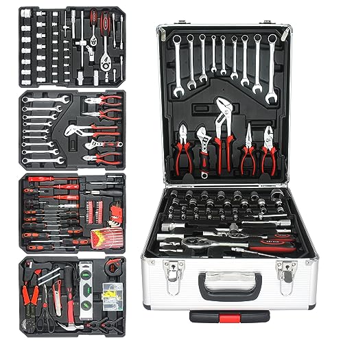 899PCS Tool Set, Household Tool Kit with Rolling Tool Box, Complete Tool Box Set Hand Tool Set with Tool Box, Mechanic Tool Set Rolling Tool Set for Home/Auto Repair Tool Set (White) - color: 899pcs - White