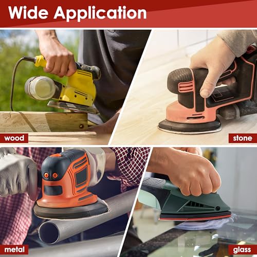 2 Pcs Mouse Sander Replacement Pads with 50 Pcs Sandpaper