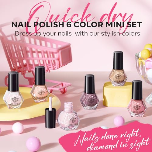 modelones 6 Colors Nude Pastel Nail Polish Set Quick Dry - color: A0 Nude Colors