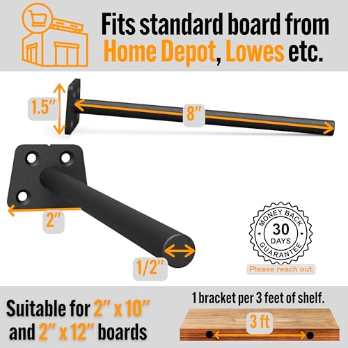 EVALD 8 Inch Floating Shelf Brackets, Hidden Shelf Brackets for Floating Shelves, Heavy Duty Shelf Bracket with Screws & Anchors, Floating Shelf Mount, 8 Inch Shelf Brackets (4 Pack) - size: 8 Inch, style: 4 Pack All-purpose