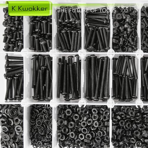 2540Pcs M3 Screw Kit 4MM to 35MM, M3 Button Head Screws & Flat Head Screws, Upgraded Zinc Plated Assorted Nuts and Bolts Assortment Kit Black M3 Screws with Nuts, Washer and Lock Washers - size: I. M3