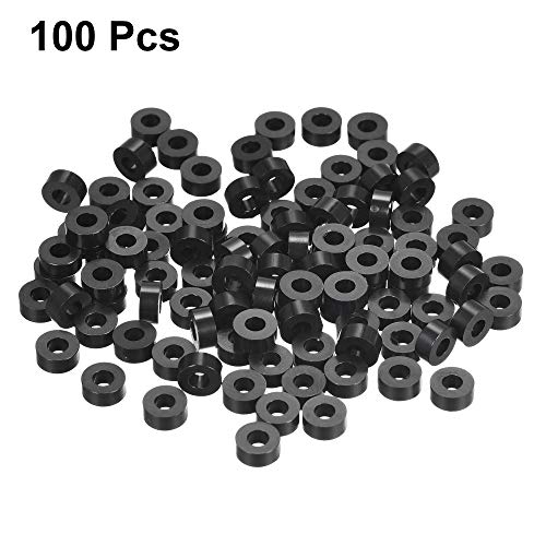 uxcell Nylon Round Spacer Washer 3.2mm ID 7mm OD 3mm Height for M3 Screws Black 100Pcs - size: 3.2mmx7mmx3mm