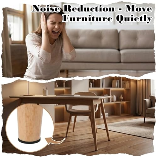 12Pcs Furniture Felt Pads for Hardwood Floors, 2 inch x 2 inch Self Adhesive Round Furniture Leg Pads Anti Scratch Floor Protectors for Hardwood Floors (Black)