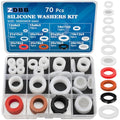 ZDBB 70 Pcs Plumbing Silicone Gasket Assortment Kit VMQ Silicone Washer for Assorted Shower Head Garden Hose High Temperature Hot Plumbing Pipes Fittings Seal Repair - size: 70 PCS