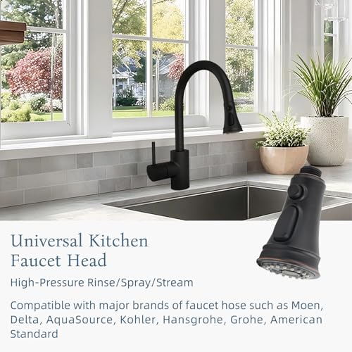 Universal Kitchen Faucet Head Replacement, 3 Modes Spray, Oil-Rubbed Bronze - color: Oil Rubbed Bronze, style: 1.8 Gallon Per Minute